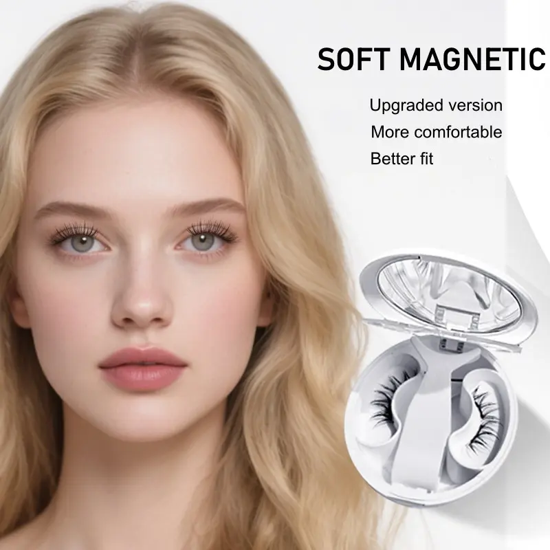 Upgraded Soft Magnetic Eyelashes All-in-1 Box – Natural-Look, Reusable, Glue-Free, Waterproof Safe, Lightweight, Long-Lasting False Lashes, Easy Application for Beginners, Natural Fit