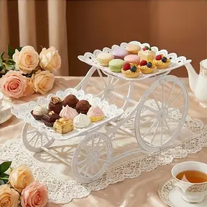 Cute Sweet Dual-Layer Dessert Stand, Party Cake Stand, Elegant Design, Perfect for Indoor Afternoon Tea, Birthday Parties, Wedding Receptions