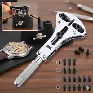 Professional Watch Repair Kit with Adjustable Screw Back Case Opener, Jaw Remover, Non-Slip Handle & Multi-Tool for Precision Mechanical Watch Maintenance. Essential Tool Set for Watchmakers, Hand Tools