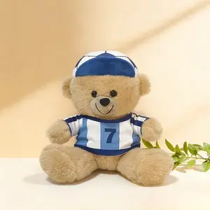 Cute Teddy Bear Plush Toy with Hat, 20cm Soccer Theme, Soft Skin-Friendly Fabric, Detachable Jersey, Perfect Gift for Fans, Soft Stuffed Animal, Stuffed Animal Gifts