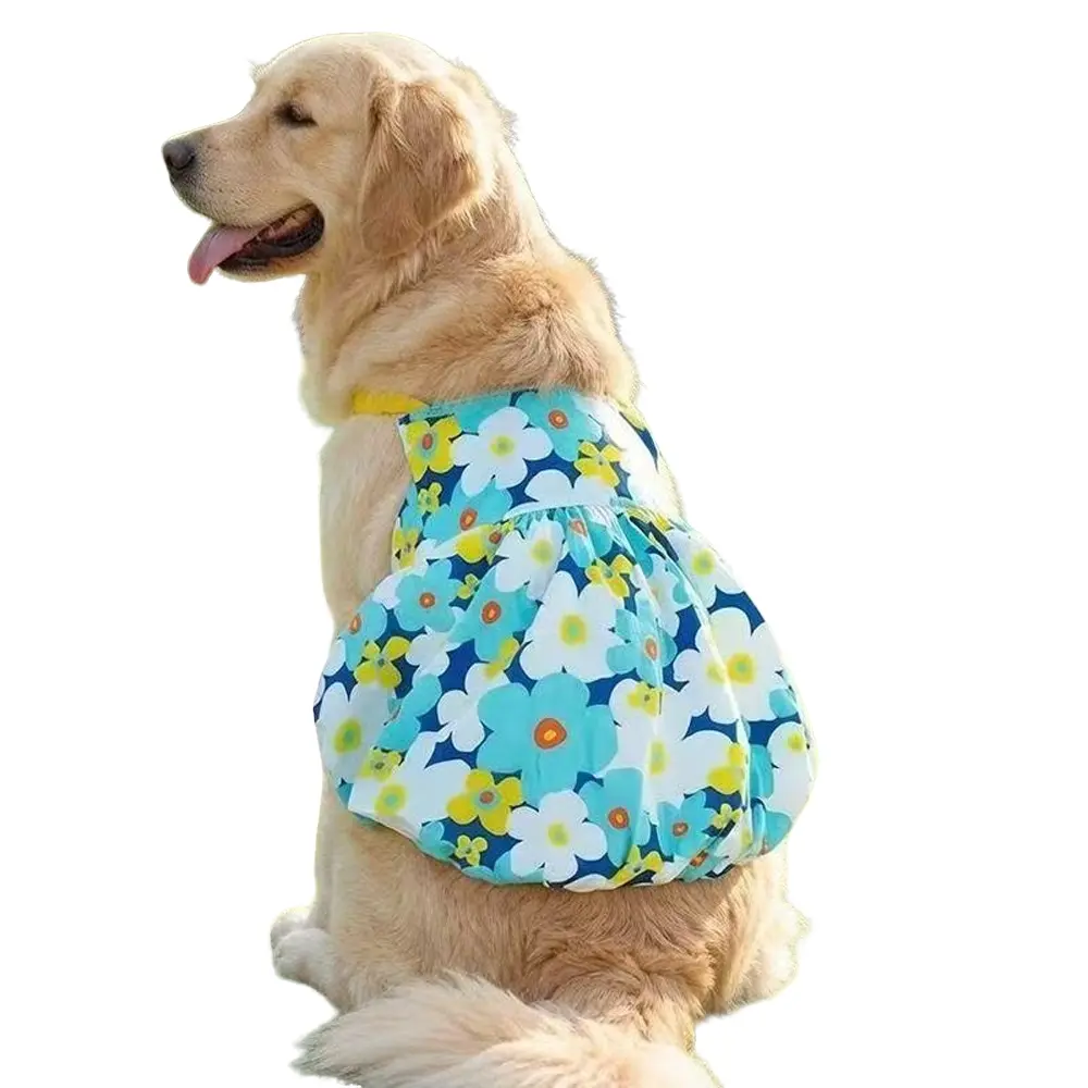 Pet Dress for Dogs, Lightweight Blue Puff Dress, Suitable for Medium to Large Breeds, Anti-Shedding, Ideal for Spring Summer Fall, Puppy Clothes