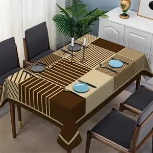 1pc Simple Retro Geometric Splicing Pattern Printed Square Tablecloth Washable Square Table Cover Suitable for Kitchen Banquet Picnic Birthday Party Home Decoration