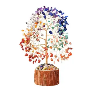 Natural Crystal Chip Money Tree Plants, Colorful Decorative Wealth-Attraction Desk Ornament, Creative Home & Christmas Accessory (Jewelry Accessories & Derivatives, Natural Crystal Decorations)