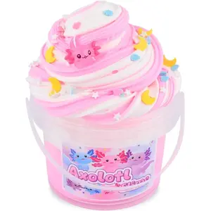 Summer Spring Gift Pink Axolotl Butter Slime Kit, with Fun Slime Add Ins, Soft and Stretchy, Non-Sticky, Scented Slime Kit for Kids, Birthday Gifts for Boys & Girls, Classroom Rewards, DIY Stress Relief Toy
