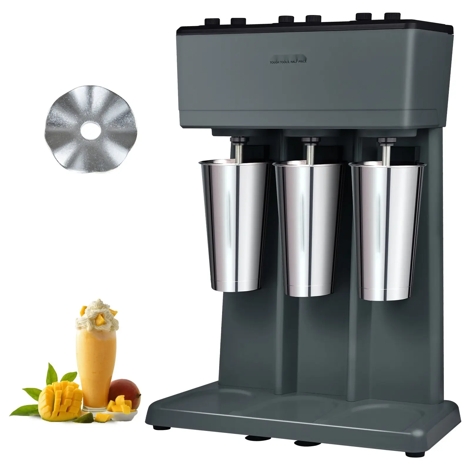 Three-Head 375W Electric Milkshake Machine For Commercial And Home Use, Triple-Head Drink Mixer Blender With 3 X 820 Ml Stainless Steel Cups, 3-Speed Milkshake Mixer, Easy To Assemble And Clean, Ideal For Cafes And Restaurants