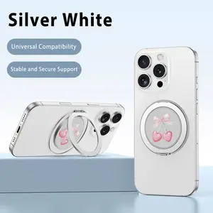 New The 360-degree Rotating Metal Ring Holder Cherry Bow Delight  pattern for iPhone Phone Cases Models with Protection Against Drops and Shocks Back Cover Anti-slip For Daily Use