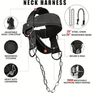 Weight lifting neck strap, neck exercise tool for gym and home use, Home Gym Equipment, adjustable head trainer with durable steel chain, adjustable neoprene straps