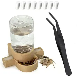 Jumping Spider Accessories, Jumping Spider Water Dispenser, Magnetic Hanging Feeder with Tweezers for Jumping Spiders, Tarantulas, Praying Mantises (Beige)