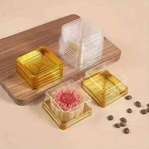 50pcs/100pcs Square Cake Boxes, Reusable PP Material, Perfect for Food Storage, Mooncakes & Pastries, Outdoor Activities, Birthdays, Weddings