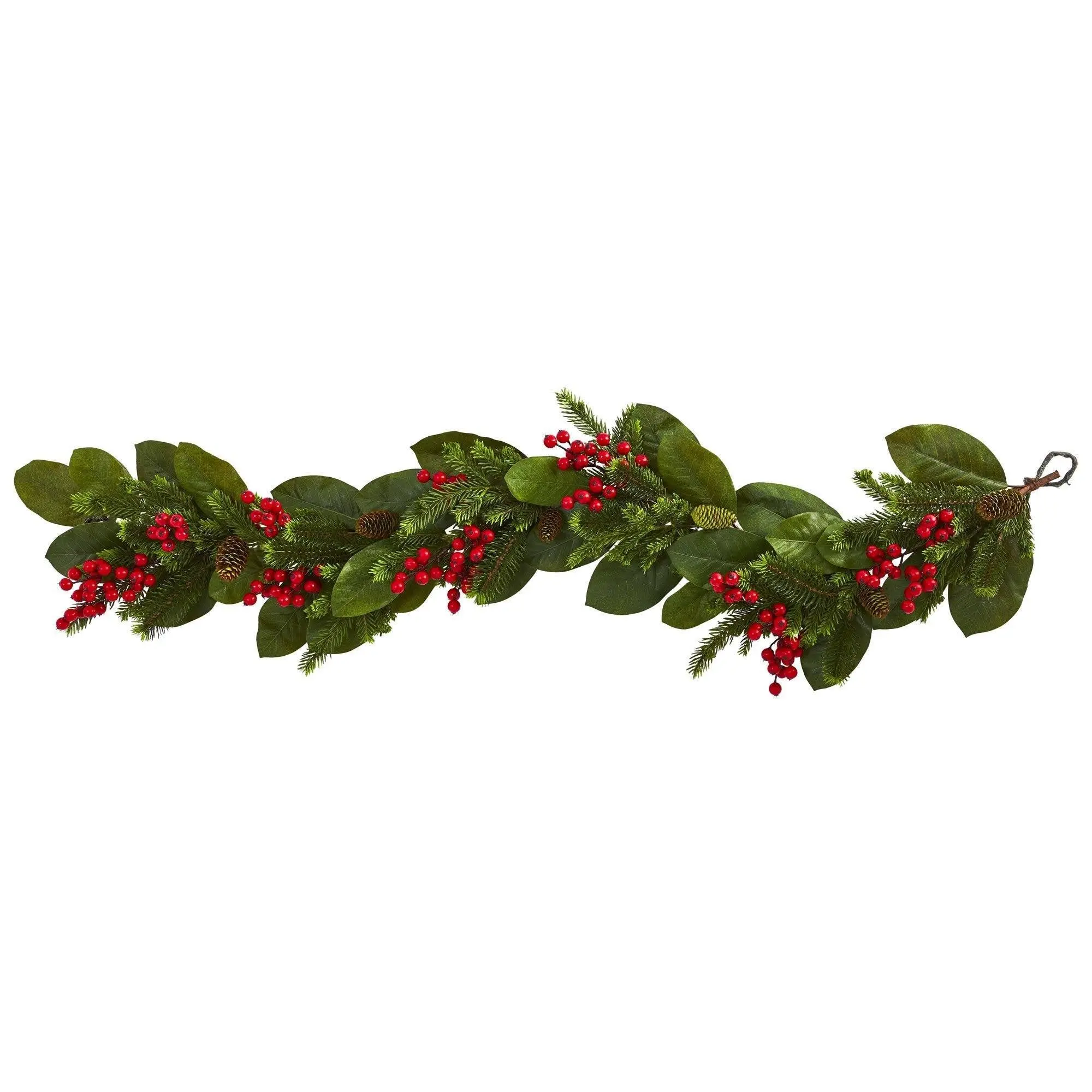 5ft Synthetic Magnolia Berry Pine Garland with Soft Green Leaves, Festive Decoration, Home Supplies for Kitchen, Home Decor Ornaments