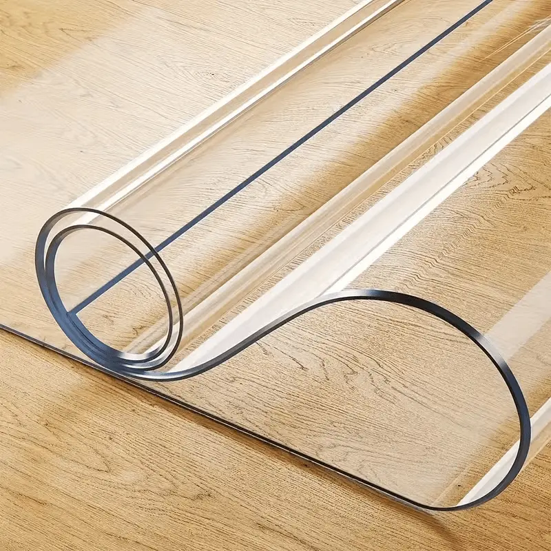 Full transparent thickened PVC tablecloth 1.5mm visible edge section | Full coverage anti-warping edge design | Waterproof laboratory-level test data table clothes Fold Tabletop Easy Durable