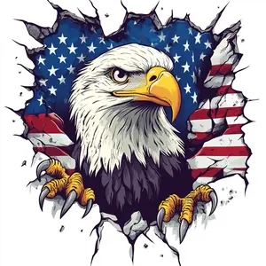 Peeking American Eagle with American Flag Car Decal, Vinyl Waterproof Removable USA Eagle, Eagle and American Pride, Window Rear Panel Bumper, 1PC