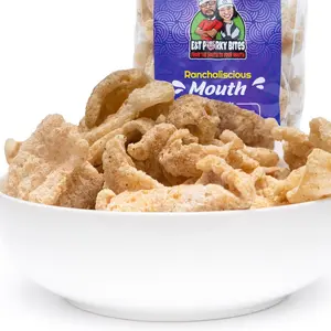 2-Bag Bundle - E&T Porky Bites Ranchaliscious Mouth Flavored Fried Pork Rinds Snack Bite Protein Healthy Natural Onion Salted Dry Garlic Artifical 3.5 oz Bag