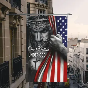 Auoltior Christian  Flag 3x5 ft with  - One Nation Under God, Double Sided, Weather Resistant -  for Easter Decorations and Garden