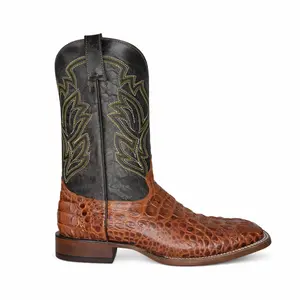 Dark Ranch Caiman Print Boots- Square Toe
