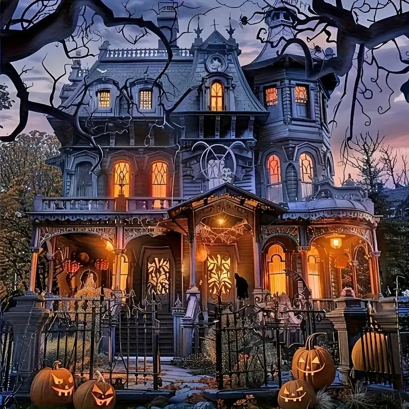 1PC Diamond Art Painting Kits Crafts Stickers Duskfall Haunt Halloween Gothic Mansion Spookcore Mosaic Set Embroidery 5D DIY Cross Stitch Luxury Room Home Party Wall Decor Family Friends Teachers Holidays Gift