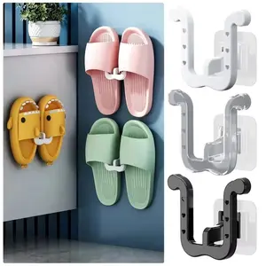 3pcs Bathroom Wall Mounted Slipper Rack No Punch Slipper Organizer U-Shape Wall Hooks