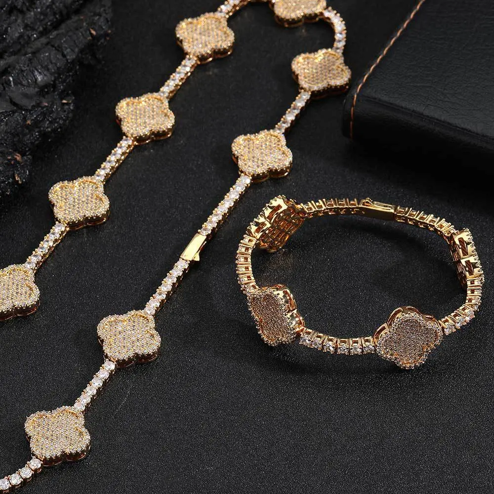 Loveden Luxury Clover Bracelets For Men & Women Daily Party Gift Sparkling Clover Tennis Bracelet Necklace Birthday Gift
