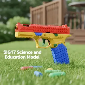 Assembleable Building Blocks G17 Soft Bullet Gun Toy Set - Recoil Firing, Continuous Shell Ejection, Mechanical Linkage, Collaborative Tactical Handgun Blaster | Toys, Boy Gifts, Boyfriend Gift Ideas, Cool Stuff for Teen Boys