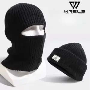 Wrel Windproof Thick Knit Beanie Balaclava Hat, Fashionable Warm Cap for Running Hiking Cycling Outdoor Sports Daily Wear