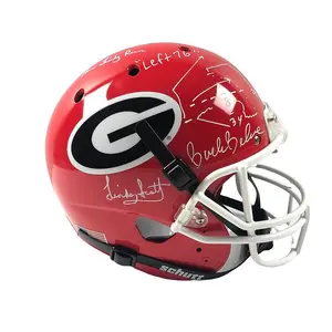 Lindsay Scott & Buck Belue Signed UGA Bulldogs F/S Rep Helmet w/Design &Insc-BAS