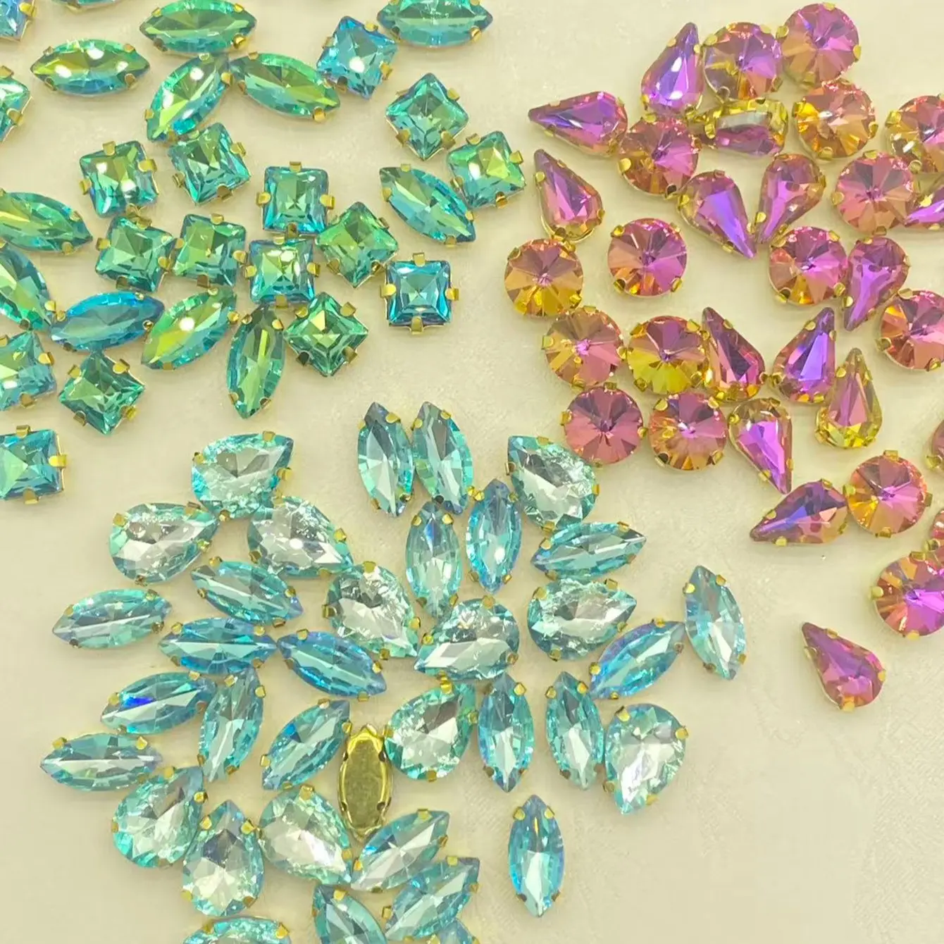 One Pack of 40 Colorful Rhinestones Hand Sewn DIY Craft Supplies, Decorative Gems Sewing Accessories for Clothing Shoes Bags Packaging