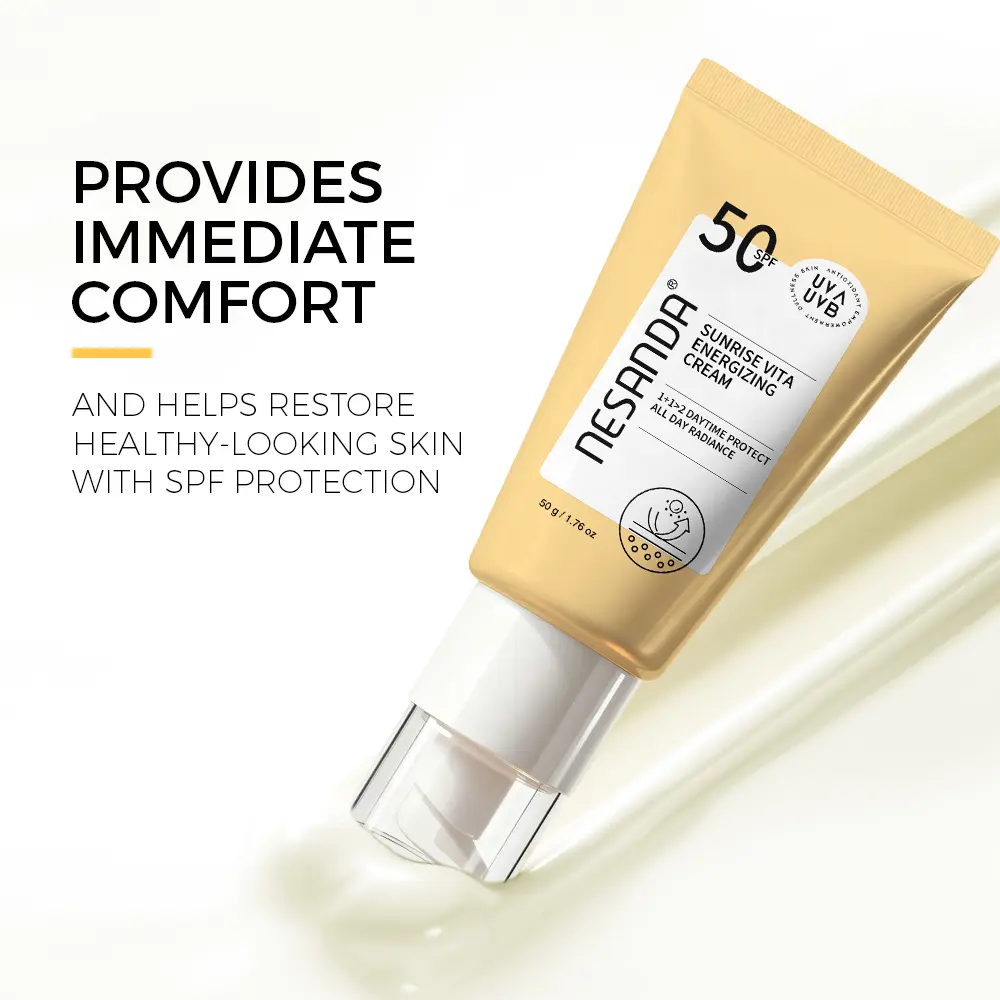 Sunrise Vita Energizing Cream SPF 50  2-in-1 Daily Moisturizer & Sunscreen | Vitamin Infused for All Day Radiance | Broad Spectrum UVA/UVB Protection | Non-Greasy & No White Cast Glow Cream | 50g / 1.76 oz.
