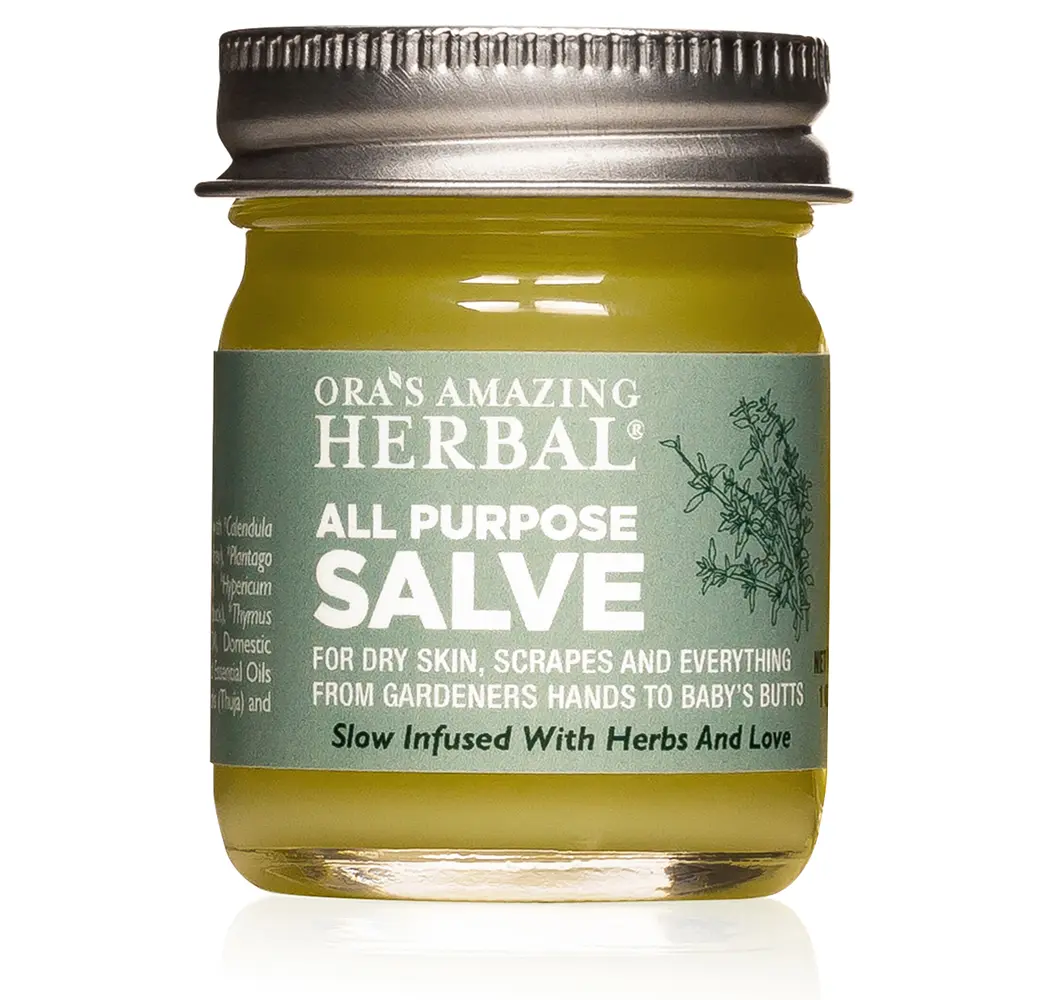 All Purpose Salve, 1oz Travel Size, Water-Free Moisturizing Skin Balm with Tea Tree, Thuja, and Rosemary