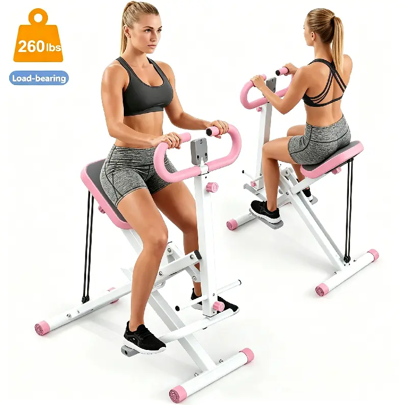 Dufominc Foldable Glute Trainer Squat Machine with Resistance Bands, Wide Pivoting Pedals & Digital Display - Full Body Workout At Home Gym Equipment for Thighs, Hips, Abs & Back