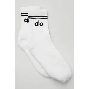 Alo Yoga Half-Crew Throwback Sock White | crew socks | athletic | unisex | cotton blend | gym | casual | Premium Quality | Essential Accessory | Everyday Use | Gift Idea | Spring 2026 | New Arrival