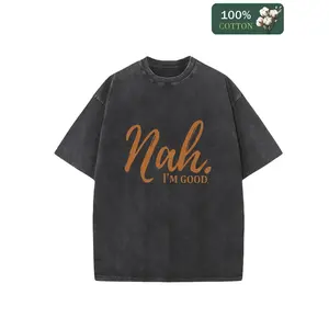 1pc, 230g Water Washed, I Have a Good Printed T-shirt, High-quality Wax Printed Cotton Retro Fashion Brand T-shirt, with a Certain Thickness Suitable for Summer T-shirts, Holiday Gifts