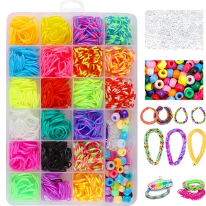 1000pcs Rubber Band Bracelet Making Kit, Friendship Elastic Bracelet Set, Birthday Christmas , DIY Craft Supplies, DIY Jewelry Making, Interchangeable Beads