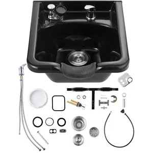 VEVOR Shampoo Bowl, ABS Plastic Shampoo Sink for Salons and Home, Easy to Clean and Install Salon Shampoo Bowls for Hair Stylists, Shampoo Sink for Spa Center, Barbershop and Beauty Salon Use, Black