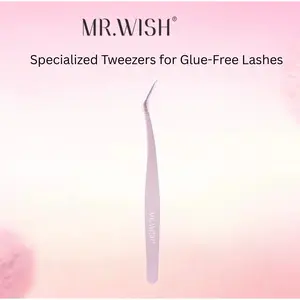 Pink Stainless Steel Lash Tweezers — Easy Grip Tool for Perfect Glue-Free Lashes
