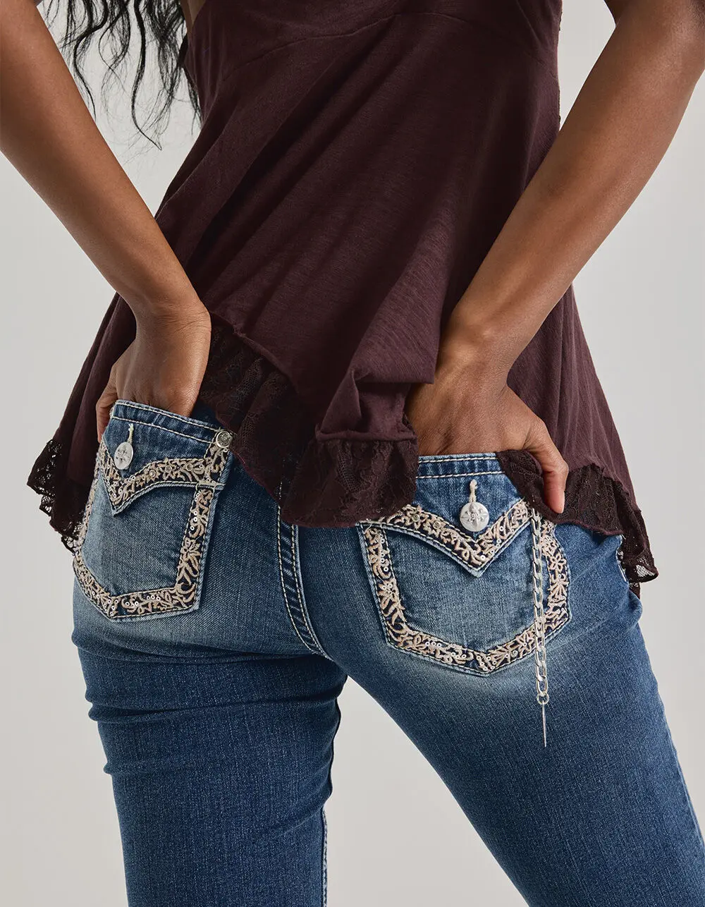 MISS ME Border Pocket Womens Mid Rise Bootcut Jeans MISS ME Border Pocket Womens Mid Rise Bootcut Jeans