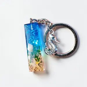Handmade Ocean Keychain Shell Starfish Whale Key Ring Cute Gift for Men Women