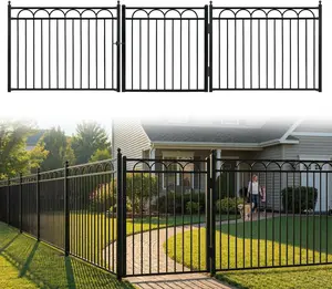 Fencer Wire Heavy Duty Garden Fence Border, 5FT Wide Decorative Arc Fence with 4FT Height Panels, Gate, Posts, Connectors, Metal Fencing Barrier for Residential, Yard, Pool, Patio