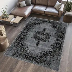 Retro Geometric Floral Pattern Area Rug, 1 Count Non-slip Floor Mat, Decorative Carpet for Home Living Room Bedroom Kitchen Study Room, Home Decor