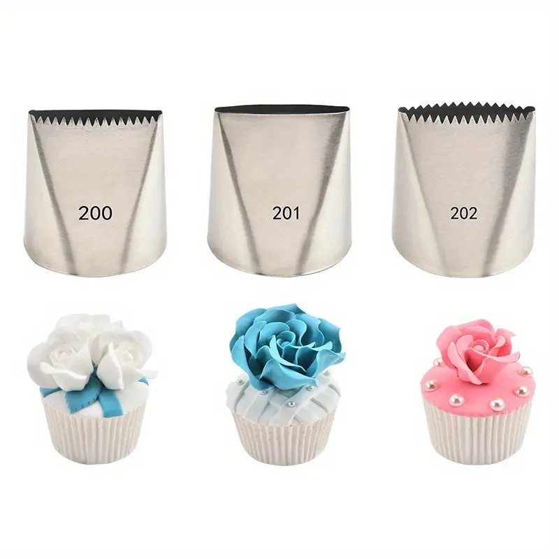3pcs/set Stainless Steel Piping Nozzle for Baking DIY Tools, Icing Piping Frosting Tips, Large, for Cake Buttercream Decorating, XL Stainless Steel Reusable, Speed Up Working on Large Surface, Pastry Decorating Tools, Baking Supplies