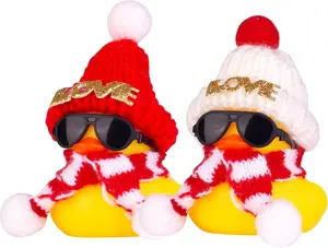 2Pack Rubber Duck Christmas Car Ornaments Duck Car Dashboard Decorations for Christmas Decor BXA