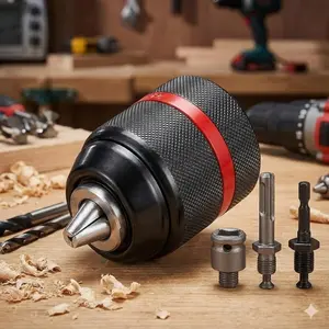 4pcs No Key Metal Drill Chuck Set, 2-13mm Hex Shank Impact Driver Adapter, Quick Change Multi-Tool for Mechanical Repair, Auto Maintenance, Metalworking & DIY Projects, Heavy-Duty Conversion Kit, Tool Accessories
