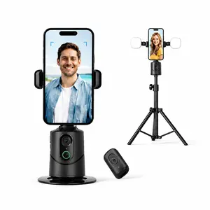 JPTREK Mini Selfie Stick Tripod with Auto Face Tracking, 360° Rotating Retractable Phone Stand, Pocket Size Portable Anti-Shake Stabilizer for Vlog, Travel, Concert, Live Streaming & Video Recording