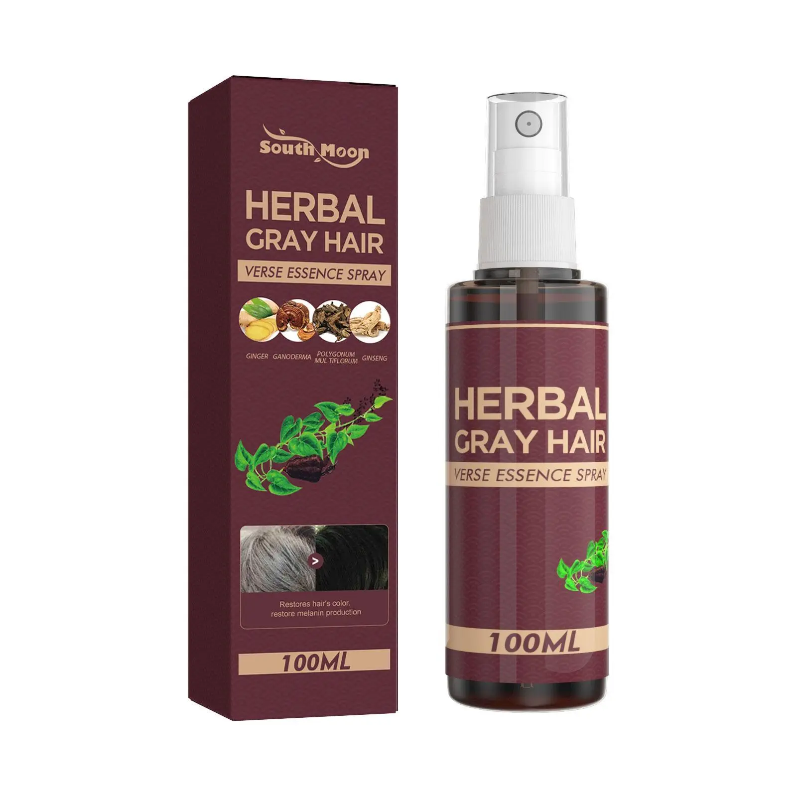South Moon Herbal Black Hair Liquid, Polygonum multiflorum herbal essence moisturizing hair care black hair conditioner