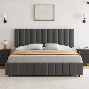 GARVEE Upholstered Bed Frames with Storage Drawers, Adjustable Headboard, and Sturdy Slats, No Box Spring Needed, Easy Assembly, Available in Queen, King, and Full Sizes, Colors: Grey, Black, White