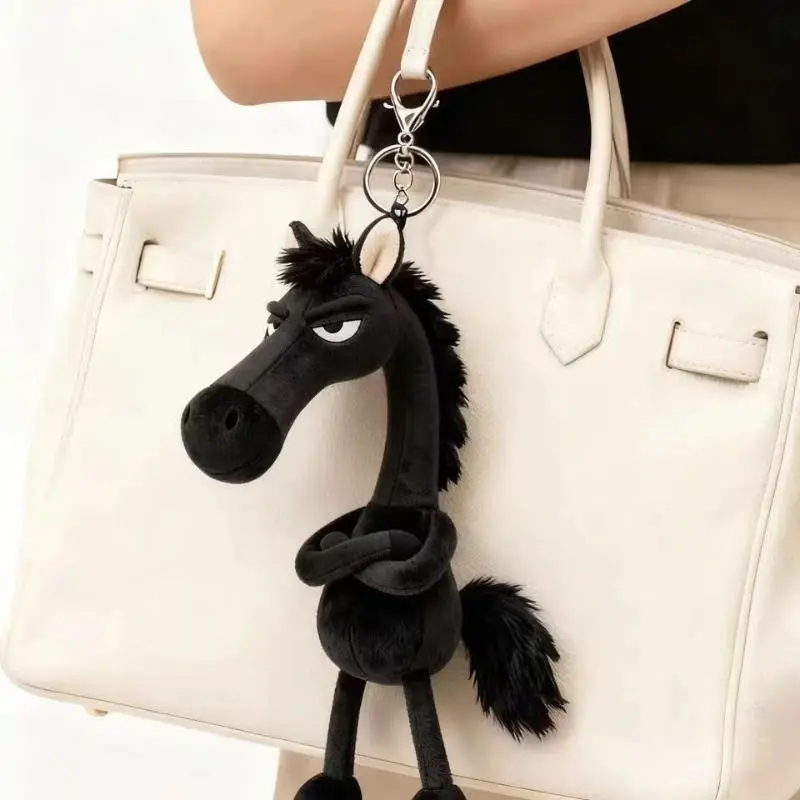 2026 Zodiac Horse Year Fuzzy Mascaron Keychain - Horse Figure Plush Fabric Luck Symbol, Elegant Sports & Outdoor Bag Charm, Festive Charm for Daily Gifting (1-size)