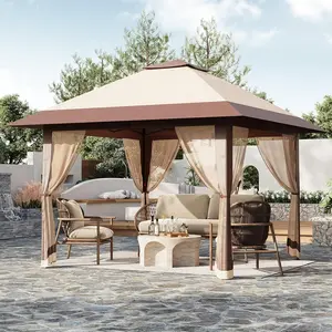 13x13FT Outdoor Pop Up Tent Gazebo, Height Adjustable Pop Up Tent Gazebo with Mesh Cover