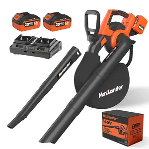 MAXLANDER Cordless Leaf Blower & Vacuum with Bag, 3-in-1 Brushless Battery Powered Leaf Vacuum Mulcher 40V 170MPH 360CFM 5 Speeds Leaf Blowers for Lawn Care 2x4.0Ah Battery & Charger Included Cordless Electric Leaf Blower