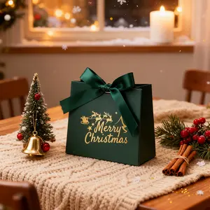 10pcs Mini Christmas Gift Boxes with Ribbon, Festive Design for Candy Chocolate Gifts, Holiday Decoration Party Favors, Gift Box Set