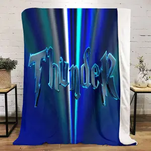 Thunder Lightning Printed Cute Cartoon Plush Blanket Suitable for All Seasons, Soft and Comfortable Sofa Mattress Office Outdoor Blanket Camping Travel Home Blanket Black Friday Christmas Gift C173