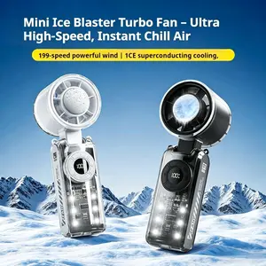 2026 Refrigeration Handheld Turbo Fan,3600mAh Battery Operated, Up to 12 WorkingHours, 199-Level Stepless Control with DigitalDisplay, 5-in-1 Handheld/Neck/Desktop Cooling Fanfor Travel, Dorm & Office, Mother's Day Gifts 0